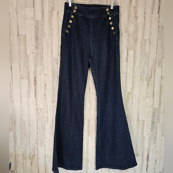 RAMY BROOK Romee High Waisted Flare Jeans Women's 32 Dark Wash Boho Retro - Picture 5 of 9